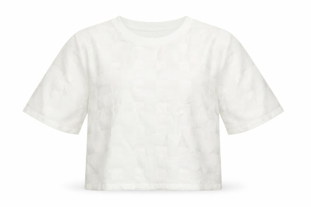 Lola May Womens White Check Polyester Basic Blouse Size S Crew Neck