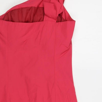 Preloved ASOS Womens Pink Polyester Mini Size 12 One Shoulder Zip - Label