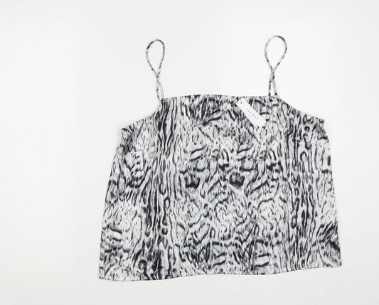 Topshop Womens Grey Animal Print Polyester Camisole Blouse Size M Square Neck