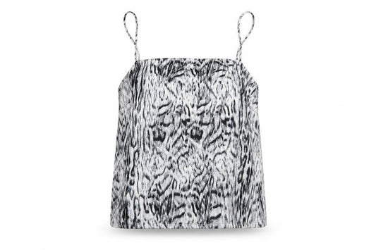 Topshop Womens Grey Animal Print Polyester Camisole Blouse Size M Square Neck