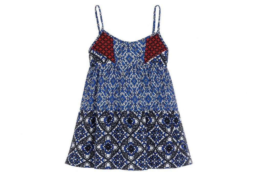Topshop Womens Multicoloured Geometric Polyester Camisole Blouse Size 6 V-Neck