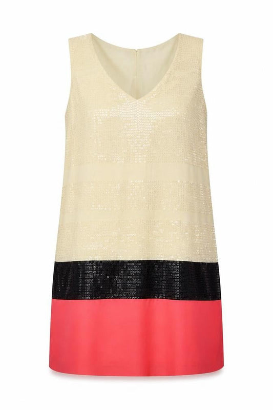 Warehouse Womens Multicoloured Colourblock Polyester Shift Size 14 V-Neck Pullover