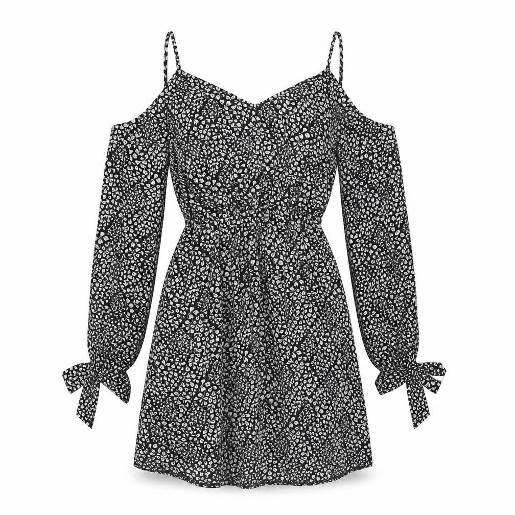 Atmosphere Womens Black Floral Polyester Skater Dress Size 6 V-Neck Pullover