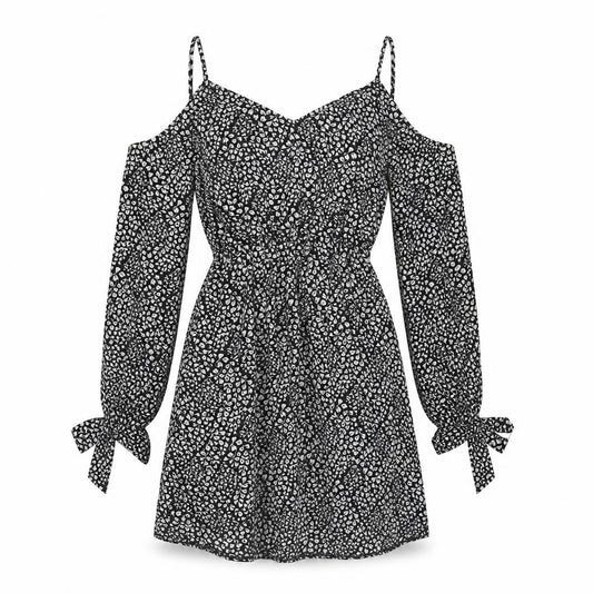 Atmosphere Womens Black Floral Polyester Skater Dress Size 6 V-Neck Pullover