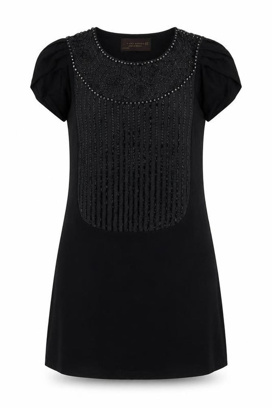 Zara Womens Black Cotton Shift Size M Round Neck Pullover