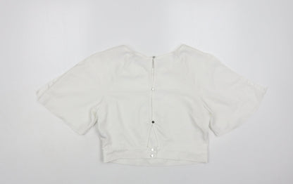 Miss Selfridge Womens White Polyester Basic Blouse Size 14 Round Neck