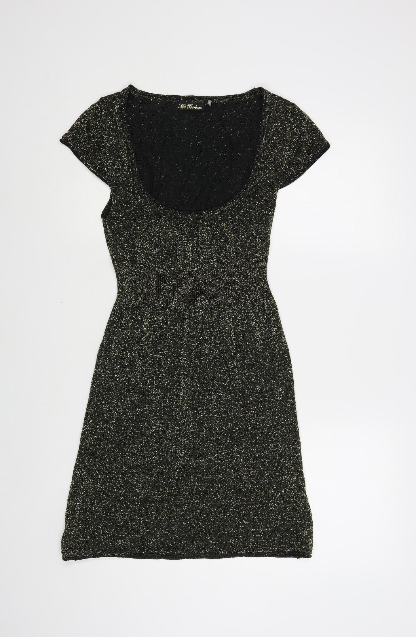 Miss Barbara Womens Black Polyester A-Line Size S Scoop Neck Pullover