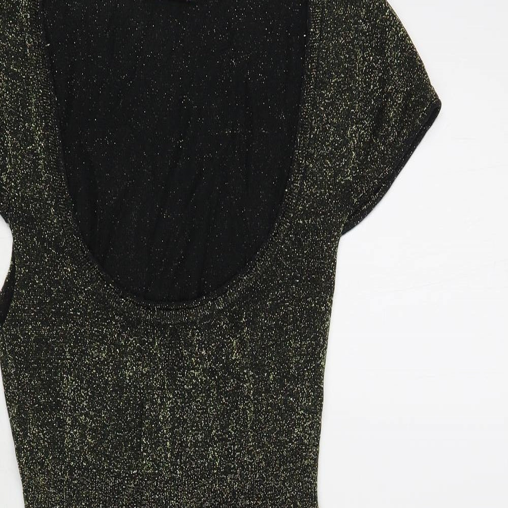 Miss Barbara Womens Black Polyester A-Line Size S Scoop Neck Pullover