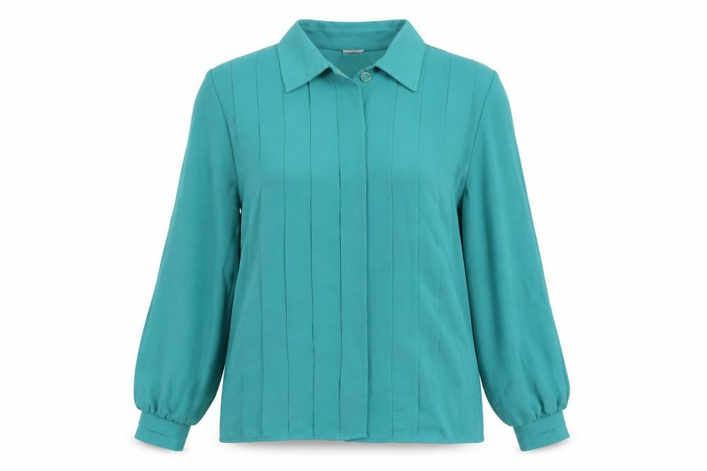 Elsie Womens Green Polyester Basic Button-Up Size M Collared
