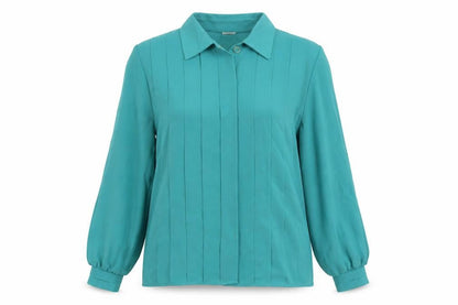 Elsie Womens Green Polyester Basic Button-Up Size M Collared