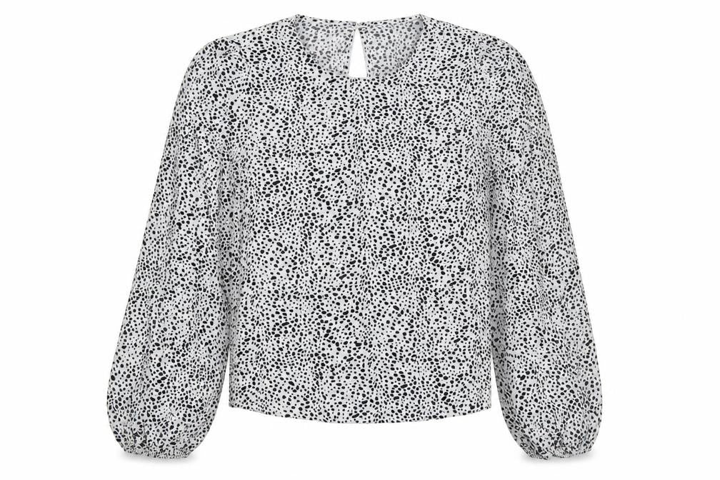 SheIn Womens White Animal Print Polyester Basic Blouse Size M Round Neck