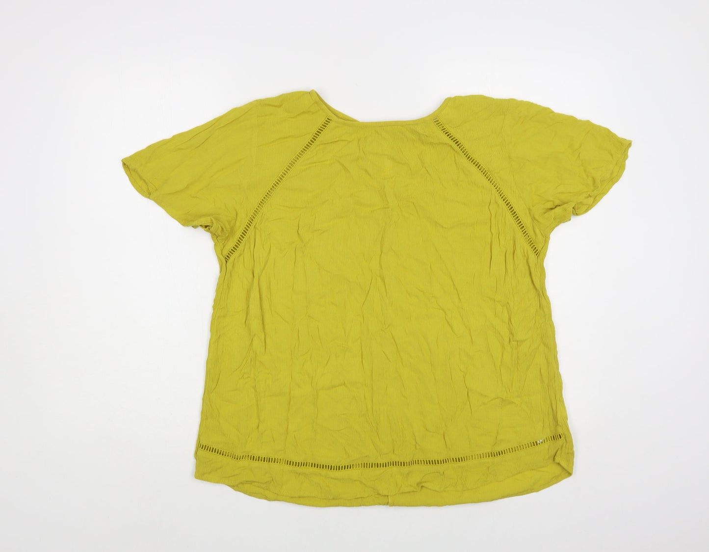NEXT Womens Yellow Viscose Basic Blouse Size 14 Round Neck