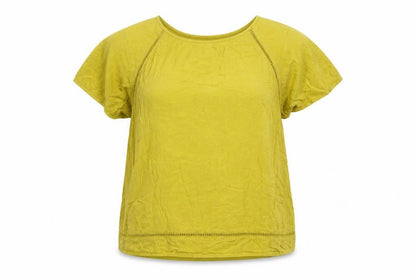 Next Womens Yellow Viscose Basic Blouse Size 14 Round Neck