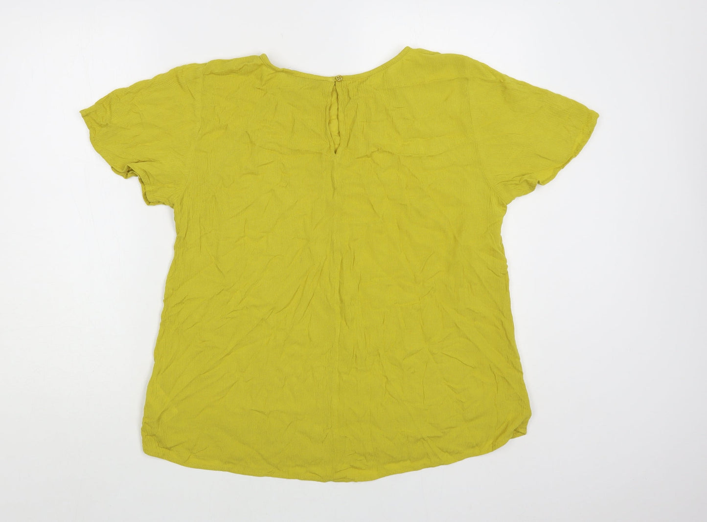 NEXT Womens Yellow Viscose Basic Blouse Size 14 Round Neck