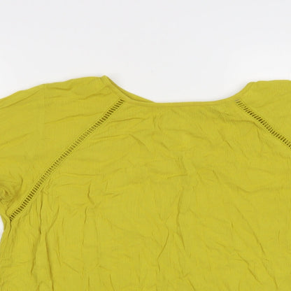 Next Womens Yellow Viscose Basic Blouse Size 14 Round Neck