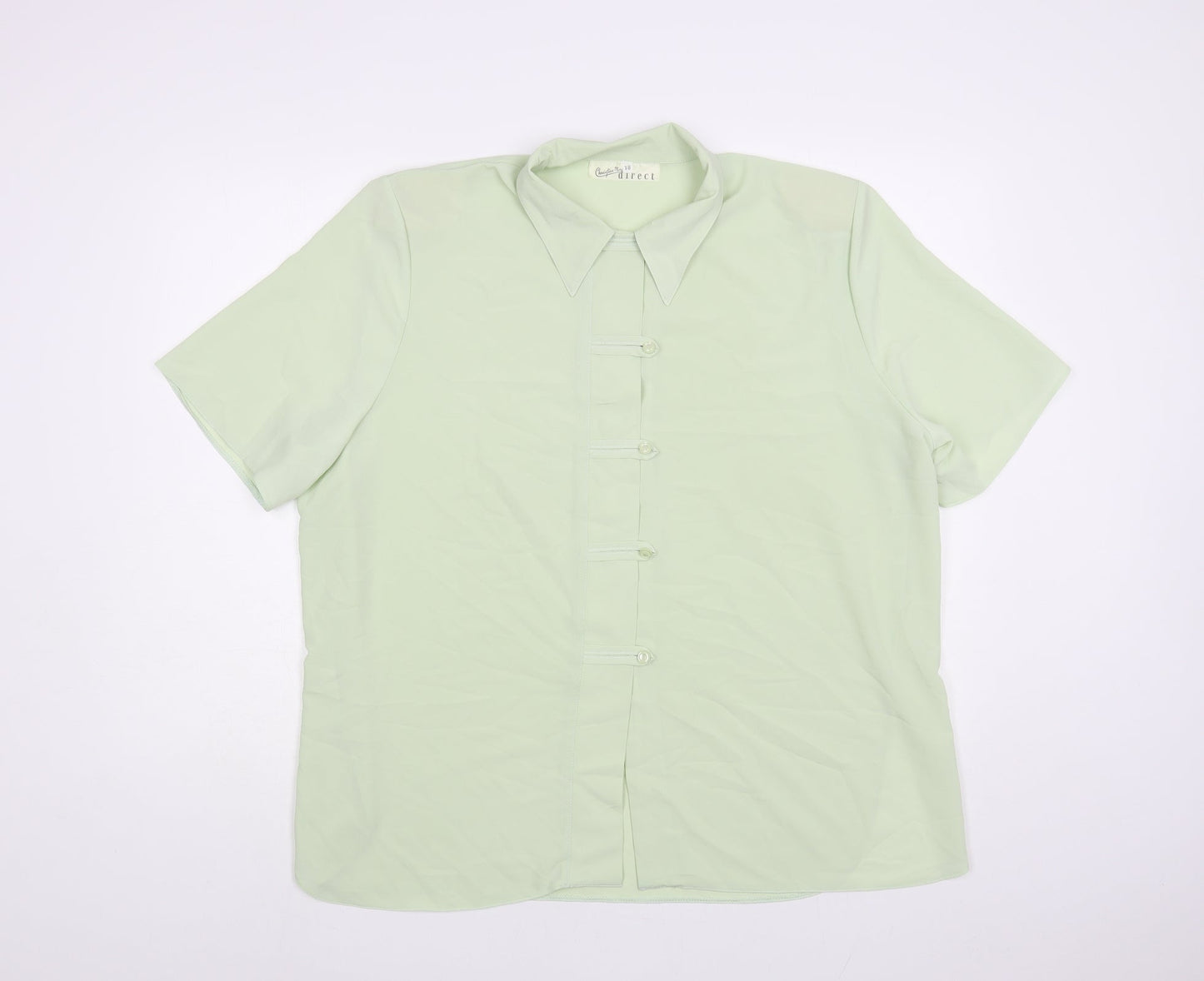 Christian Marcus Womens Green Polyester Basic Button-Up Size 18 Collared