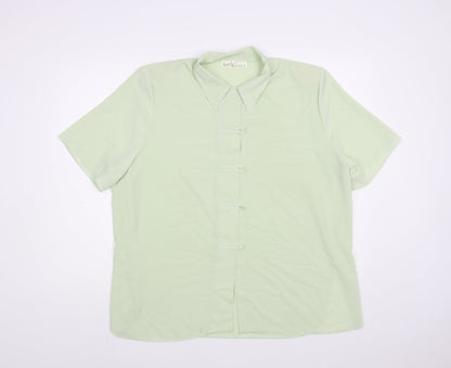 Christian Marcus Womens Green Polyester Basic Button-Up Size 18 Collared