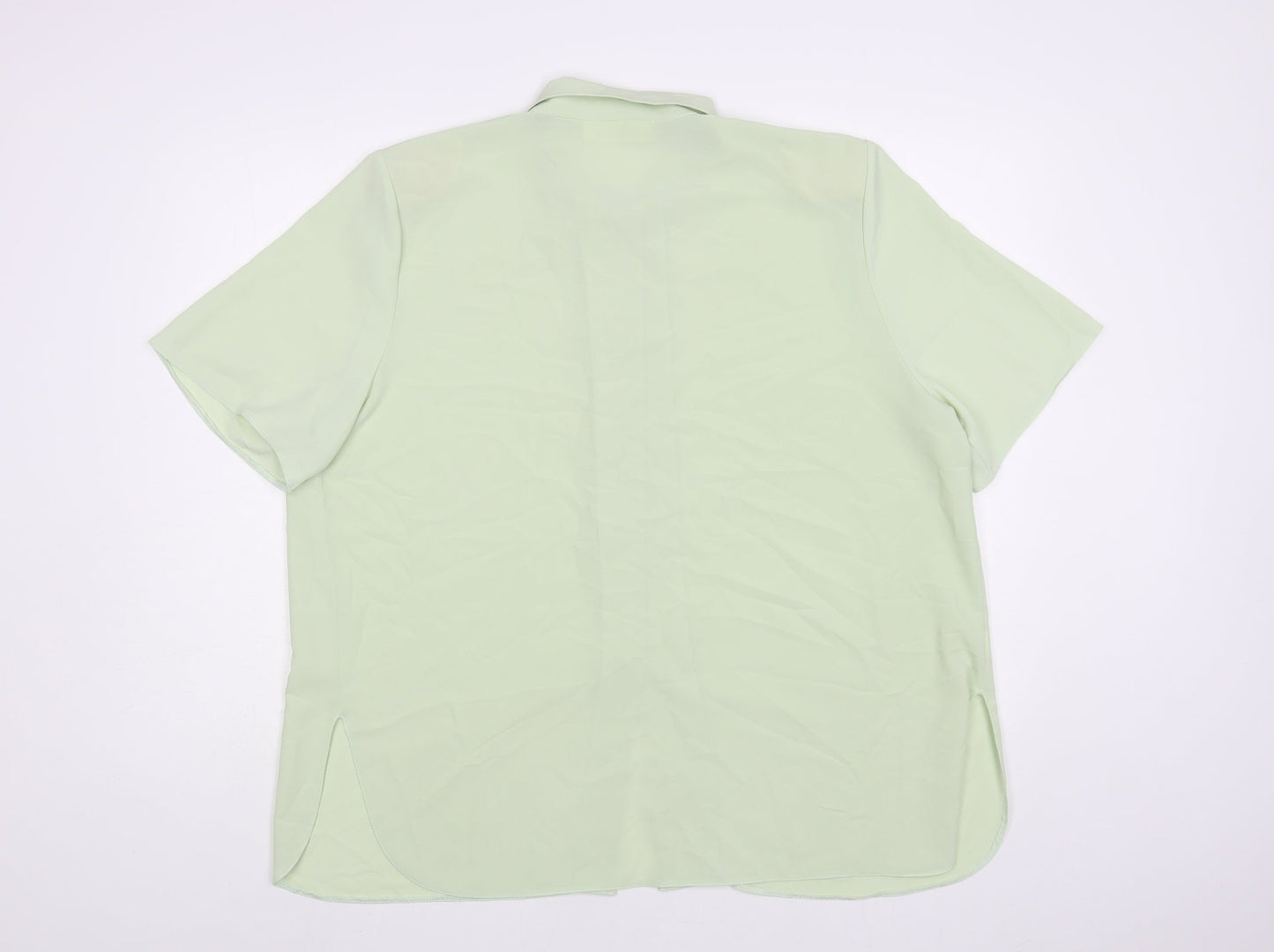 Christian Marcus Womens Green Polyester Basic Button-Up Size 18 Collared