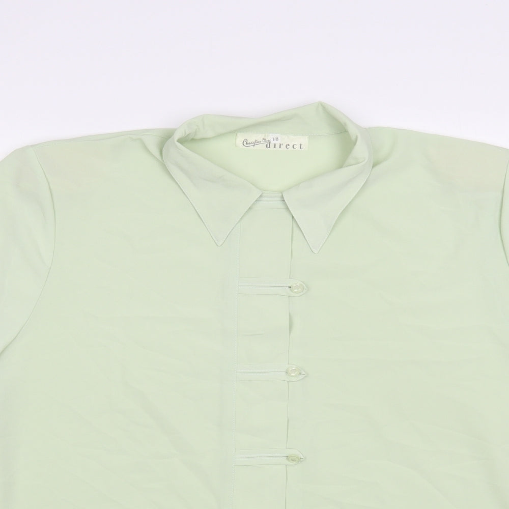 Christian Marcus Womens Green Polyester Basic Button-Up Size 18 Collared