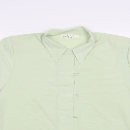 Christian Marcus Womens Green Polyester Basic Button-Up Size 18 Collared