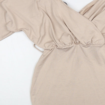 Preloved PRETTYLITTLETHING Womens Beige Polyester Mini Size S V-Neck Pullover - Label