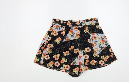 Topshop Womens Multicoloured Floral Polyester Paperbag Shorts Size 10 L3 in Regular Hook & Loop