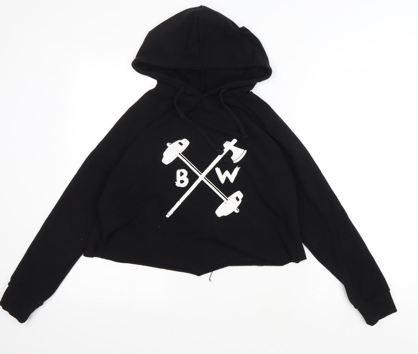 Barbell Warrior Womens Black Cotton Pullover Hoodie Size S Pullover - Logo