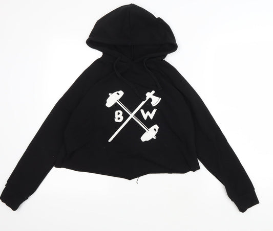 Barbell Warrior Womens Black Cotton Pullover Hoodie Size S Pullover - Logo