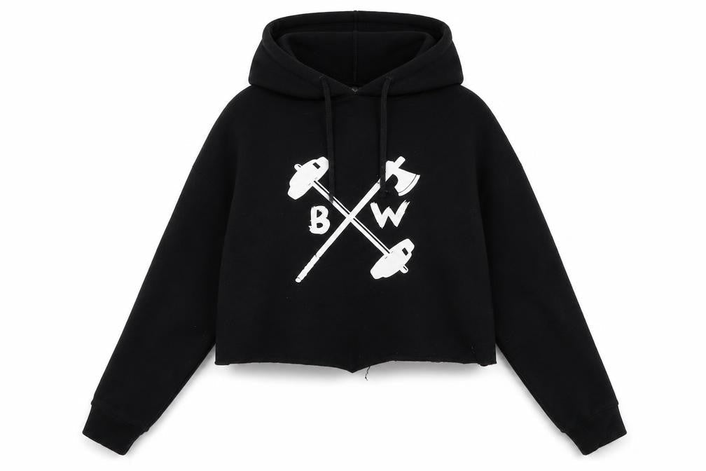 Barbell Warrior Womens Black Cotton Pullover Hoodie Size S Pullover - Logo