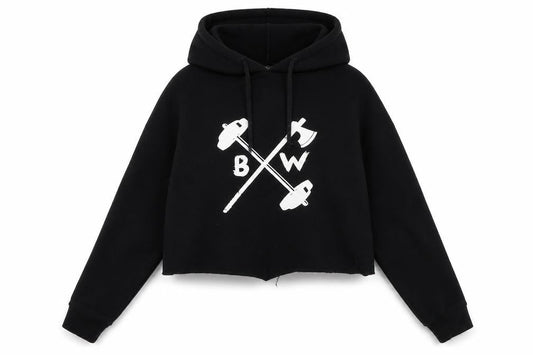Barbell Warrior Womens Black Cotton Pullover Hoodie Size S Pullover - Logo