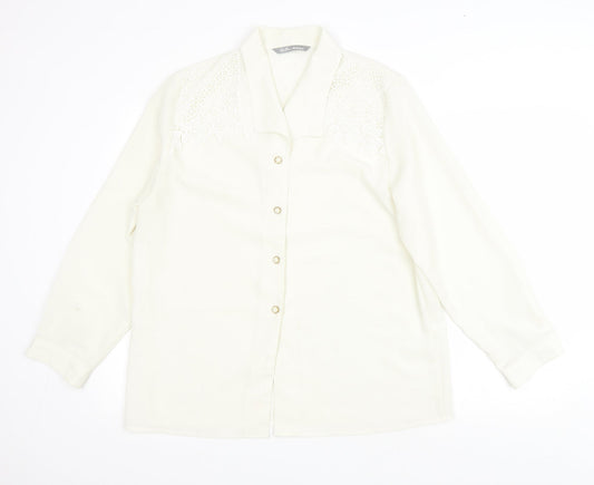 The Pearl Collection Womens Ivory Polyester Basic Button-Up Size 18 Collared - Lace Detail