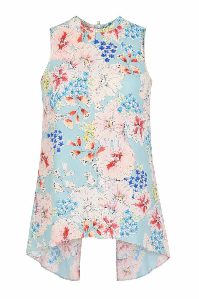 Primark Womens Multicoloured Floral Polyester Tunic Blouse Size 8 Mock Neck - Back Slit