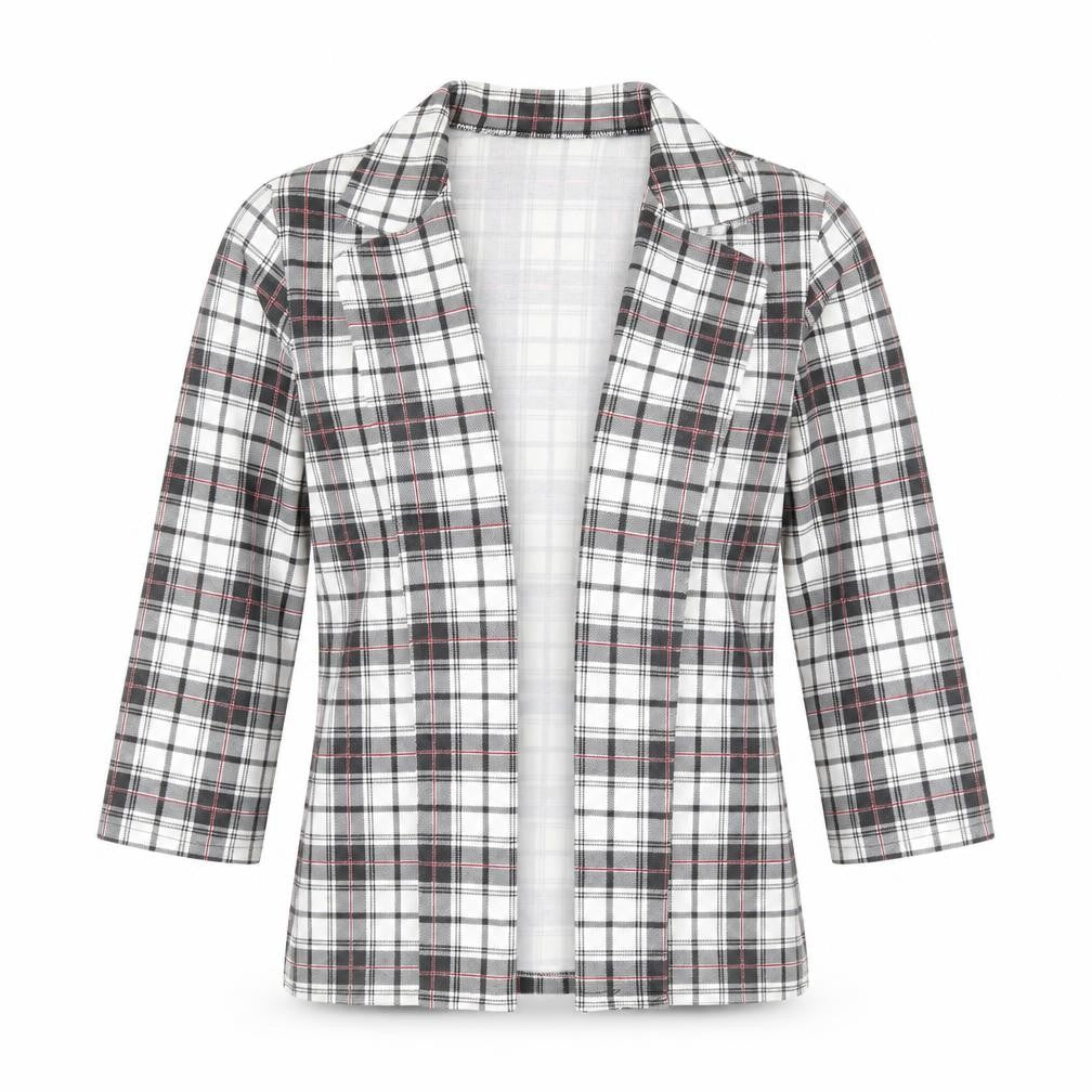 Lasula Womens Black Plaid Jacket Blazer Size 8