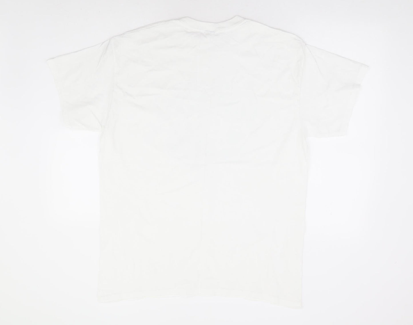 Girl Knows All Womens White Polyester Basic T-Shirt Size M Round Neck - St Tropez