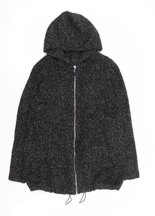 Preworn Womens Black Polyester Full Zip Hoodie Size S Zip