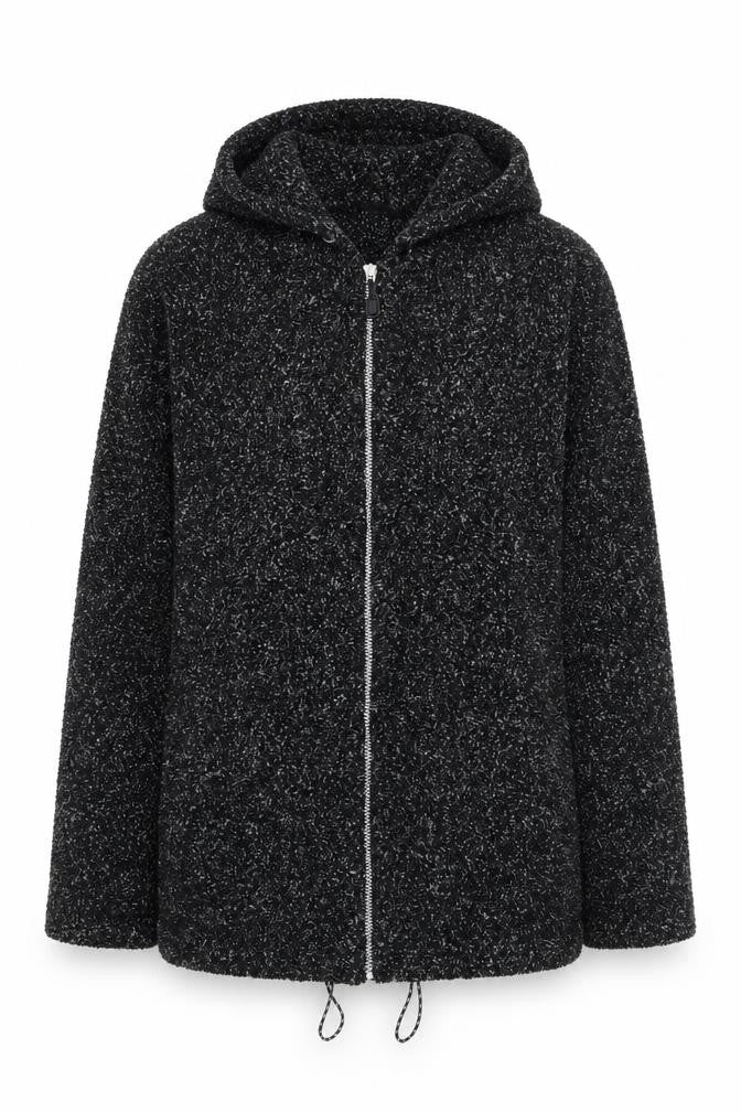 Preworn Womens Black Polyester Full Zip Hoodie Size S Zip