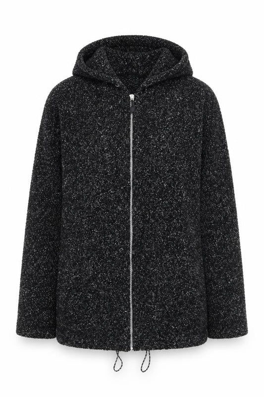 Womens Black Polyester Full Zip Hoodie Size S Zip