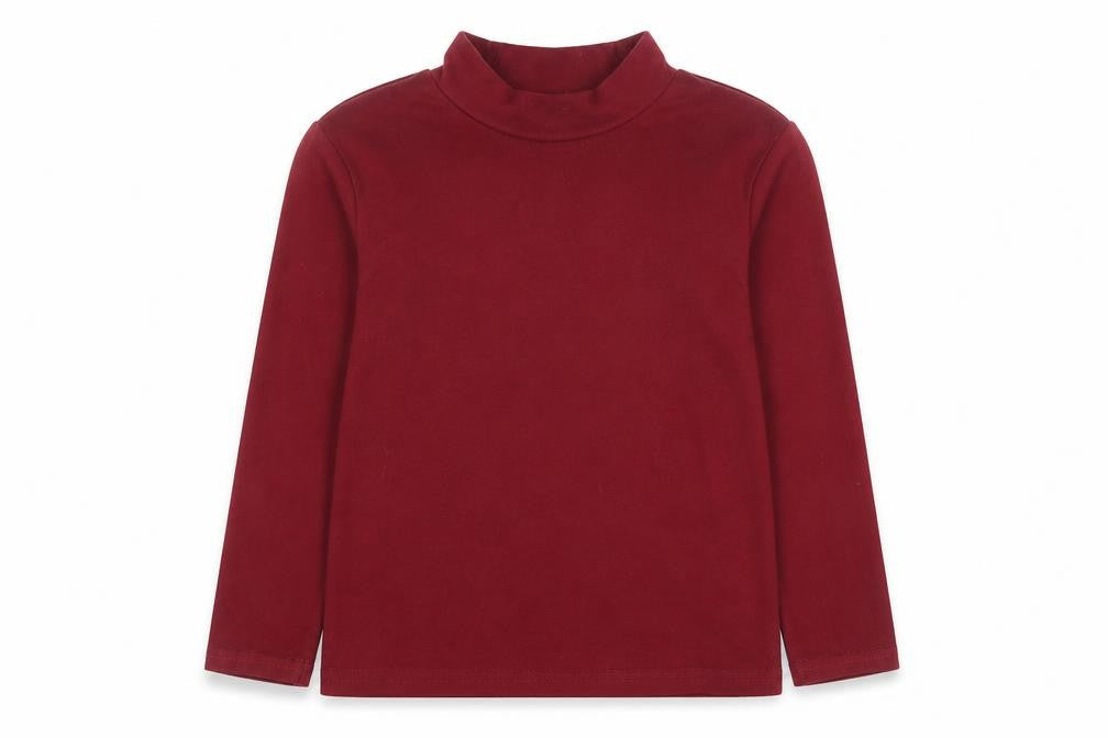 QTee Girls Red Polyester Basic T-Shirt Size 4-5 Years High Neck Pullover