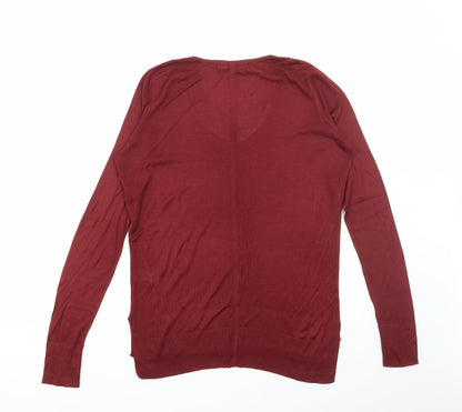 Next Womens Red V-Neck Viscose Pullover Jumper Size 10
