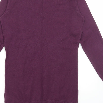 H&M Womens Purple V-Neck Cotton Pullover Jumper Size S