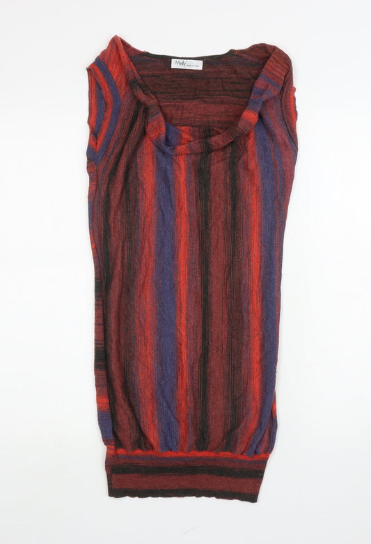 Meily Womens Multicoloured Striped Viscose Tunic Tank Size M Cowl Neck