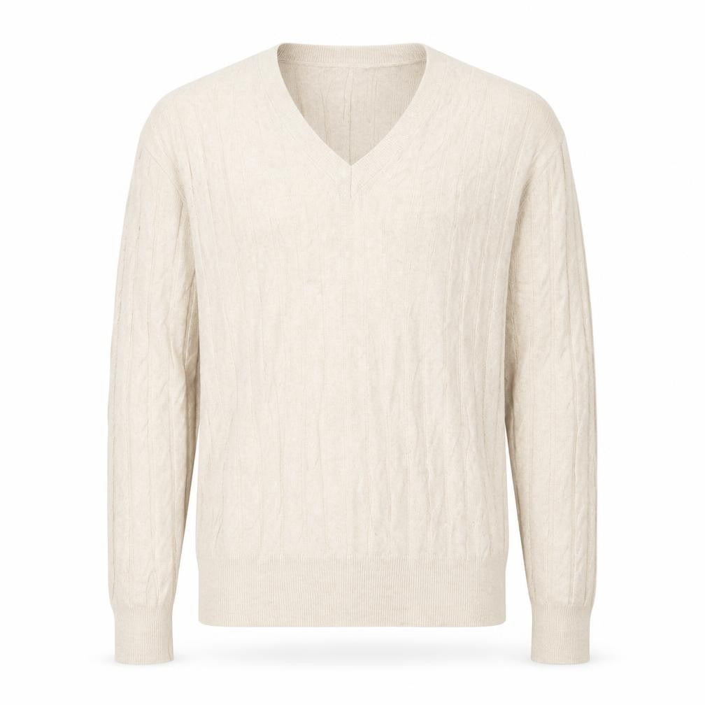 Marks & Spencer Mens Beige V-Neck Viscose Pullover Jumper Size XL