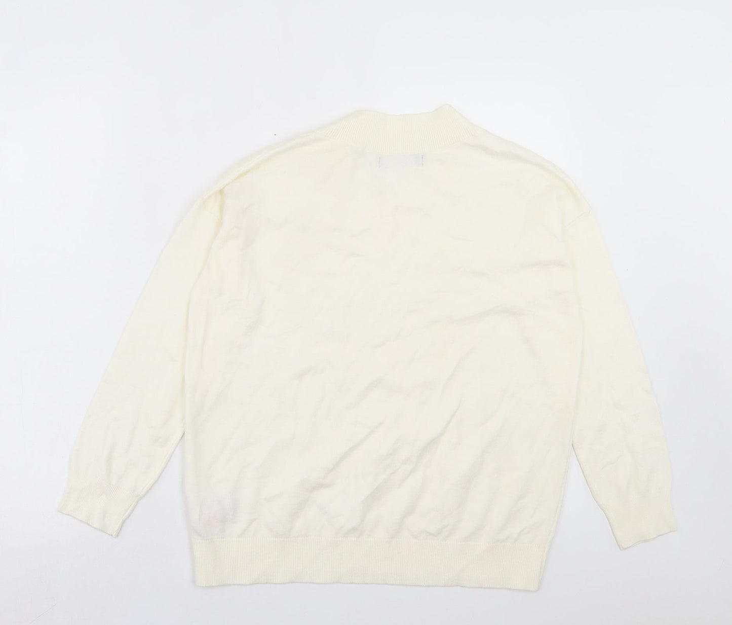 Marks and Spencer Womens Ivory V-Neck Viscose Pullover Jumper Size S