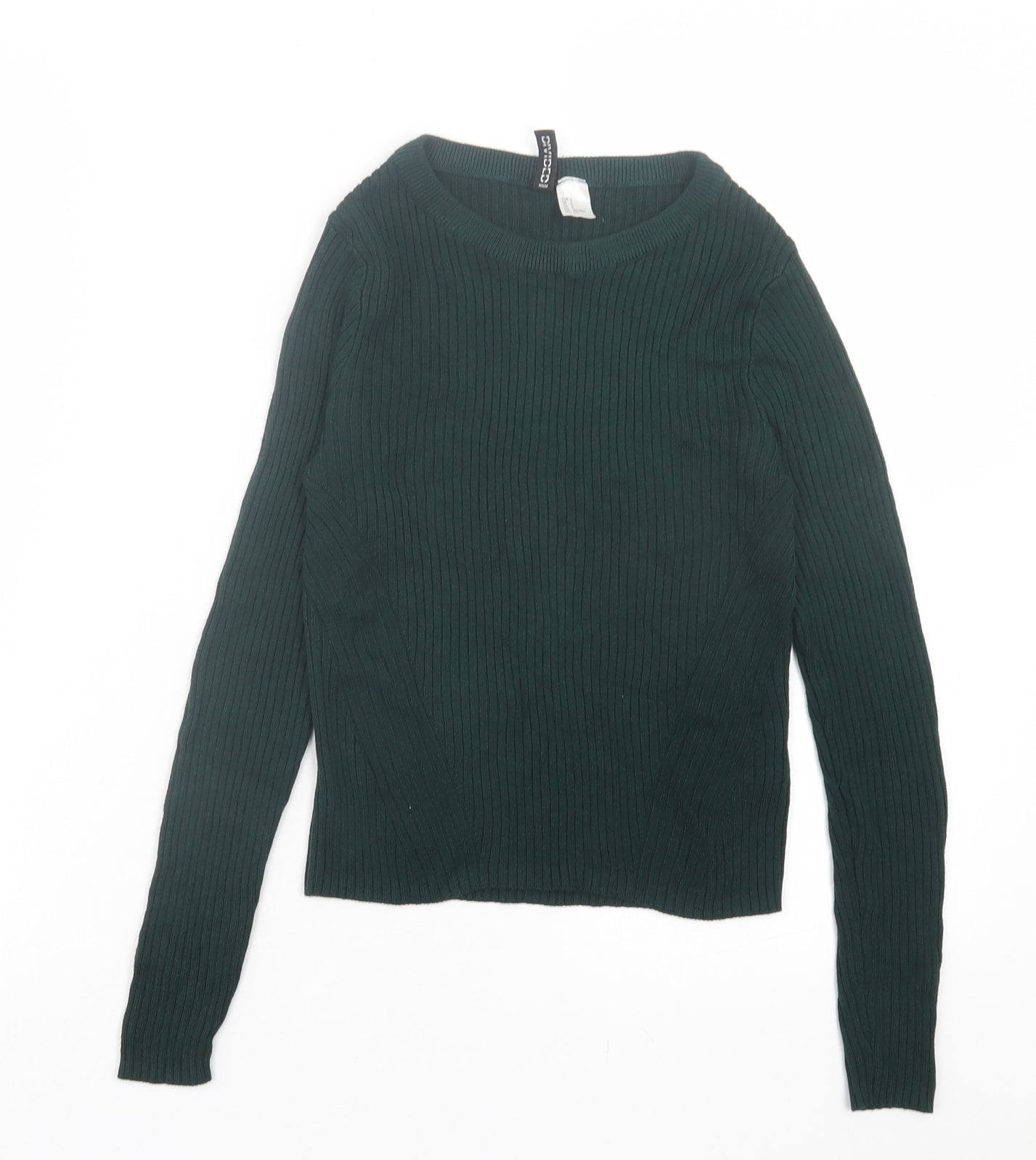 H&M Womens Green Crew Neck Acrylic Pullover Jumper Size S