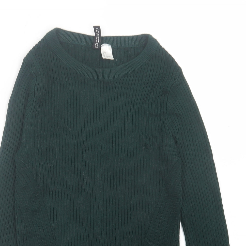 H&M Womens Green Crew Neck Acrylic Pullover Jumper Size S