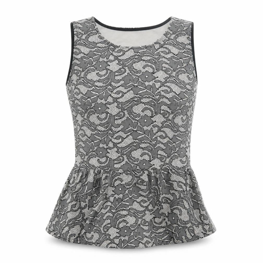 Bloose Womens Black Floral Polyester Basic Tank Size 12 Round Neck