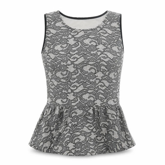 Bloose Womens Black Floral Polyester Basic Tank Size 12 Round Neck
