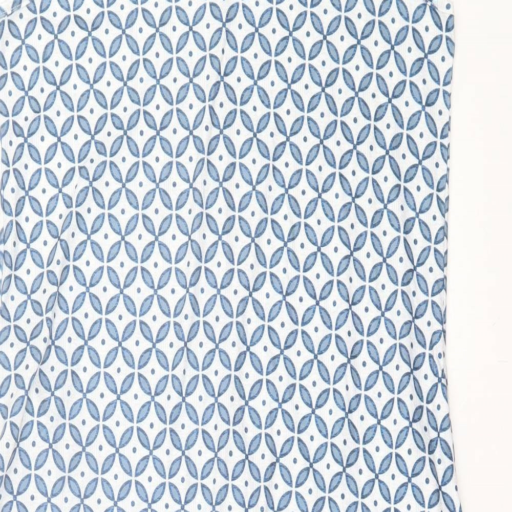 Preworn Womens Blue Geometric Polyester A-Line Size M V-Neck Pullover