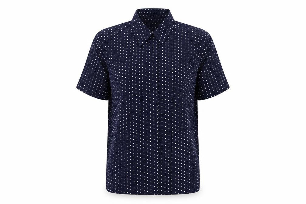 Principles Womens Blue Polka Dot Polyester Basic Button-Up Size 12 Collared