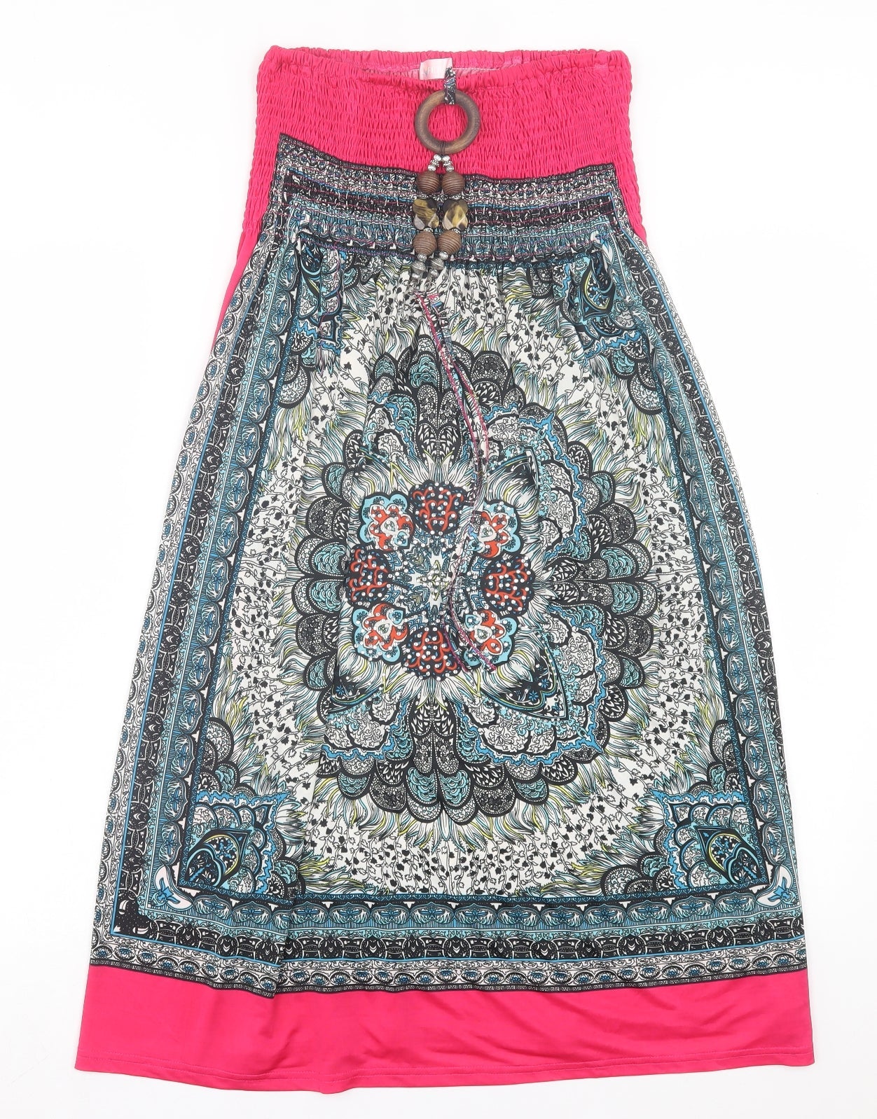 FRA-ITA Womens Pink Paisley Polyester A-Line Size S Off the Shoulder Pullover